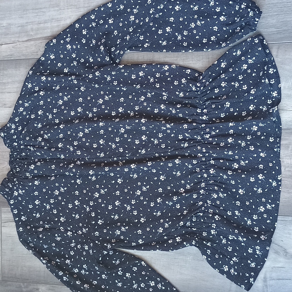 Lush Black Floral Peplum Blouse